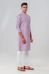 Buy_Amrit Dawani_Purple Cotton, Silk Embroidery Bird Pattern Kurta With Pant _Online_at_Aza_Fashions