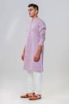Shop_Amrit Dawani_Purple Cotton, Silk Embroidery Bird Pattern Kurta With Pant _Online_at_Aza_Fashions