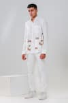 Amrit Dawani_White 100% Cotton Hand Painted Tiger Motif Shirt _Online_at_Aza_Fashions