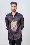 Amrit Dawani_Black 100% Cotton Hand Painted King Lion Shirt _Online_at_Aza_Fashions