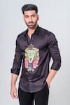 Buy_Amrit Dawani_Black 100% Cotton Hand Painted King Lion Shirt _Online_at_Aza_Fashions