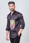 Shop_Amrit Dawani_Black 100% Cotton Hand Painted King Lion Shirt _Online_at_Aza_Fashions