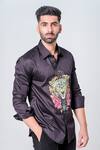 Amrit Dawani_Black 100% Cotton Hand Painted King Lion Shirt _at_Aza_Fashions