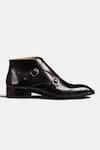 Luxoro Formello_Black Hand Painted Double Monk Boots  _Online_at_Aza_Fashions