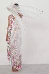 Shop_Limerick By Abirr N' Nanki_White Organza, Crepe V Neck Printed Saree And Jacket Set _at_Aza_Fashions