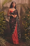 Buy_House of Hiya_Red Saree Chanderi Embellished Sequin The Hex With Blouse Piece  _at_Aza_Fashions