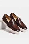 Buy_Luxoro Formello_Brown Hand Dyed Penny Loafers  _at_Aza_Fashions