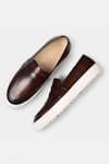 Shop_Luxoro Formello_Brown Hand Dyed Penny Loafers  _at_Aza_Fashions