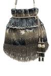 Buy_SG Collection By Sonia Gulrajani_Silver Hand Cut Beads Work Alstair Velvet Embroidered Potli Bag _at_Aza_Fashions