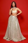 Buy_Abhinav Mishra_White Net Embroidered Mirror Sweetheart Neck Sheesh Mahal Bridal Lehenga Set _at_Aza_Fashions