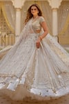 Buy_Abhinav Mishra_White Lehenga And Blouse- Organza Embellished Mirror V & Net Work Bridal Set _at_Aza_Fashions