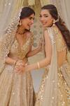Buy_Abhinav Mishra_Gold Net Embellished Mirror V Neck Work Bridal Lehenga Set_Online_at_Aza_Fashions