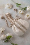 Shop_Amyra_White Embroidery, Beads, Tassels Mughal Handcrafted Potli Bag_at_Aza_Fashions