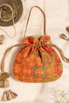 Buy_Amyra_Orange Beads, Tassels Amna Handcrafted Potli Bag Single Pc _at_Aza_Fashions
