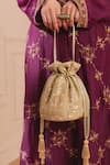 Shop_Amyra_Gold Embroidery, Beads, Sequins Bella Handcrafted Potli Bag  _at_Aza_Fashions