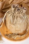 Amyra_Gold Embroidery, Beads, Sequins Bella Handcrafted Potli Bag  _Online_at_Aza_Fashions
