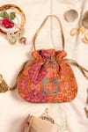 Buy_AMYRA_Red Embroidered Amna Handcrafted Potli Bag  _at_Aza_Fashions