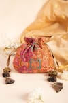 Shop_AMYRA_Red Embroidered Amna Handcrafted Potli Bag  _at_Aza_Fashions