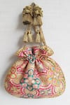 Buy_Amyra_Beige Embroidery, Beads, Tassels Amna Handcrafted Potli Bag _Online_at_Aza_Fashions
