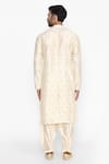 Shop_Abhinav Mishra_Beige Raw Silk Embroidered Long Kurta _at_Aza_Fashions