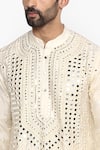 Abhinav Mishra_Beige Raw Silk Embroidered Long Kurta _at_Aza_Fashions