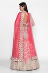 Shop_Abhinav Mishra_Pink Raw Silk V Neck Embroidered Lehenga Set _at_Aza_Fashions