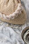 Amyra_Beige Embroidery, Beads Oyster Thread Clutch_Online_at_Aza_Fashions