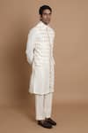 House of Armuse_White Chanderi Silk Embroidered Geometric Banarasi Woven Kurta _Online_at_Aza_Fashions