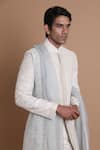 House of Armuse_White Sherwani-raw Silk Embroidered Floral Raw Set  _at_Aza_Fashions