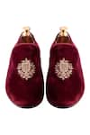 Shop_Artimen_Maroon Velvet Embroidered Loafers  _at_Aza_Fashions