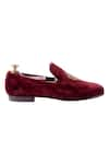 Artimen_Maroon Velvet Embroidered Loafers  _Online_at_Aza_Fashions