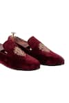 Shop_Artimen_Maroon Velvet Embroidered Loafers  _Online_at_Aza_Fashions