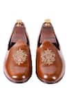 Shop_Artimen_Brown Handcrafted Embroidered Juttis  _at_Aza_Fashions