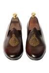 Shop_Artimen_Brown Handcrafted Embroidered Juttis_at_Aza_Fashions