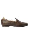 Artimen_Brown Handcrafted Woven Juttis _Online_at_Aza_Fashions