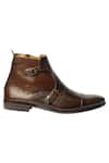 Artimen_Brown Handcrafted Double Monk Boots _Online_at_Aza_Fashions