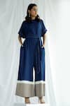 Buy_Madder Much_Blue Cotton Plain Round Amani Jumpsuit _at_Aza_Fashions