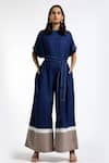 Madder Much_Blue Cotton Plain Round Amani Jumpsuit _Online_at_Aza_Fashions