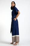 Madder Much_Blue Cotton Plain Round Amani Jumpsuit _at_Aza_Fashions