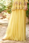 Shop_Aman Takyar_Yellow Georgette V Neck Embroidered Kurta And Sharara _Online_at_Aza_Fashions