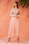 Buy_Aman Takyar_Pink Georgette V Neck Embroidered Anarkali And Pant _at_Aza_Fashions