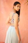 Shop_Aman Takyar_Blue Georgette Embroidered Lehenga Blouse Set _at_Aza_Fashions