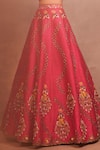 Shop_Aman Takyar_Pink Dupion Silk Embroidery V Neck Lehenga Set _Online_at_Aza_Fashions