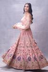 Aman Takyar_Pink Georgette, Dupion Silk One Shoulder Ruffle Blouse And Lehenga Set _Online_at_Aza_Fashions