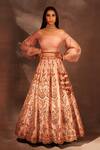 Buy_Aman Takyar_Pink Georgette, Dupion Silk One Shoulder Ruffle Blouse And Lehenga Set _at_Aza_Fashions