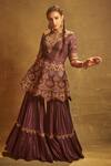 Aman Takyar_Purple Georgette, Dupion Silk Band Embroidered Kurta And Sharara _Online_at_Aza_Fashions
