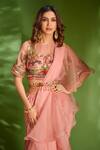 Buy Aman Takyar Pink Georgette And Organza Sequin, Aari, Dabka & Pre-draped Saree With Blouse Online at Aza Fashions Buy_Aman Takyar_Pink Georgette And Organza Sequin, Aari, Dabka & Pre-draped Saree With Blouse _Online_at_Aza_Fashions
