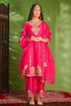 Buy_Aman Takyar_Pink Dupion Silk And Organza Embroidery Sequin Round Anarkali Set _at_Aza_Fashions