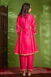 Shop_Aman Takyar_Pink Dupion Silk And Organza Embroidery Sequin Round Anarkali Set _at_Aza_Fashions