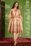 Aman Takyar_Off White Dupion Silk And Organza Sequin, Thread, Dabka & Zardozi Anarkali Set _Online_at_Aza_Fashions
